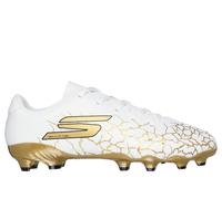 Skechers SKX_ 1.5 Jr Youth FG Shoes in White/Black/Gold | Synthetic/Textile