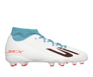 Skechers SKX_2 Jr High Youth MG Sneaker in White/Turquoise | Synthetic/Textile
