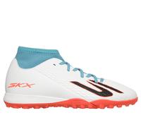Skechers SKX_2 Jr High Youth TF Shoes in White/Turquoise, Size 1 | Synthetic/Textile