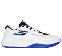 Skechers SKX LEAGUE Sneaker in White/Black/Blue, Size 9 | Leather/Textile/Synthetic