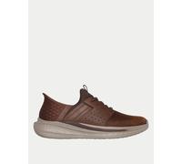 Skechers Slade Zachary Leather Slip-ins Trainers Brown Mix