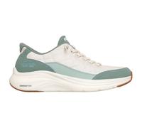 Skechers Slip-On Sneakers Contour Foam – Off White Mesh & Sage Duraleather & Leather Trim – UK 8
