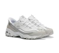 Skechers Women's D'Lites Smooth Nostalgia Slip-in Trainers, White Leather/Duraleather/Mesh/Silver Trim, 6 UK
