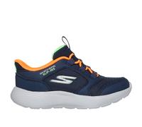 Skechers Slip-ins: Dyna-Lite - Turbo-Brisk Buddies Sneaker in Navy Blue/Orange, Size 7 | Synthetic/Textile, Machine Washable