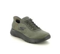 Skechers Slip Ins Go Walk Smooth OLV Olive Green Mens Trainers 216326