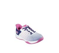 Skechers Women's Viper Court Reload Slip-in Trainers, White Synthetic/Navy Textile/Pink Trim, 5 UK
