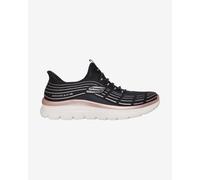 Skechers Women's Summits Plus Soft Luster Sneaker, Black Mesh/Rose Gold Trim, 4.5 UK