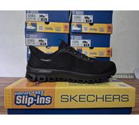 SKECHERS SLIP INS WOMENS SHOES BLACK GLIDE STEP LADIES MEMORY FOAM TRAINER 6 7 8
