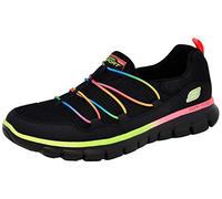 Skechers Sport Women's Loving Life Memory Foam Fashion Sneaker, Black/Black/Multi, 7 W US