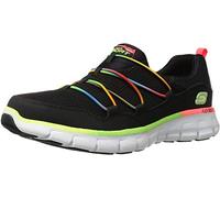 Skechers Sport Women's Loving Life Memory Foam Fashion Sneaker, Black/Multi, 4 UK Wide