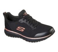 Skechers Women's Squad Sr Sneaker, Black Flat Knit/Rose Gold Trim, 8 UK