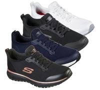 Skechers Work Shoes Squad SR - Women's - Black Flat Knit - UK 5