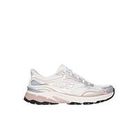 Skechers Women's Stamina Sport Slip-On Sneakers, Silver Duraleather/White Mesh/Pink Trim, 3 UK