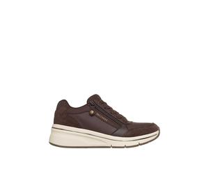 Skechers Street Billion Flex Luxe Up Wedge Trainers Chocolate