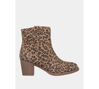Skechers Taxi Western Way Suede Animal Print Ankle Boots Brown Mix