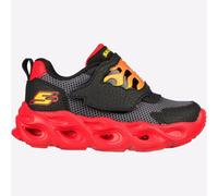 Skechers 400104N BKRD Sneaker, Black Synthetic/Mesh/Red & Orange Trim, 4 UK