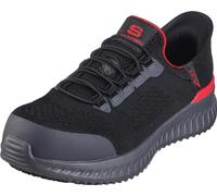 Skechers Tilido Men's Fletchit Comp Toe Hands-Free Shoes, Black Red, 7 Wide