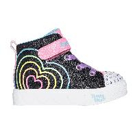Skechers Twinkle Toes: Heart Steps - Heart Glow Sneaker in Black, Size 9 | Synthetic/Textile