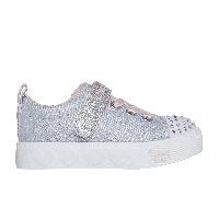 Skechers Twinkle Toes: Heart Steps - Shimmer Sweetie Sneaker in Gray/Pink, Size 4 | Textile/Synthetic