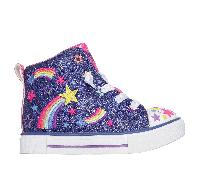 Skechers Twinkle Toes: Twinkle Sparks - Starry Burst Sneaker in Navy Blue, Size 6 | Synthetic/Textile
