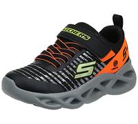 Skechers Twisty Brights Sneaker, Black Textile/Orange & Silver Trim/Lime Tri, 12 UK