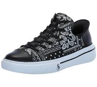Skechers Unisex Hands-Free Slip-ins x Dogg-Snoop ONE Double G Sneaker, Black/White Bandana Print Leather, 5.5 UK