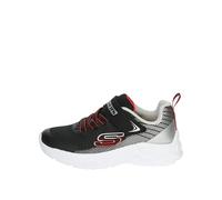 Skechers Unisex Kids Boys Trainers, Black Textile Synthetic Silver Red Trim, 3 UK