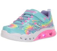 (12.5 (Children's)) Flutter Heart Lights - Groovy Swirl | Turquoise/Hot Pink | Childrens Light Up Trainers