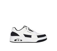 Skechers Uno Court Embossed Leather Lace Up Court Trainer, Black, Size 3, Women Black