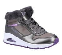 Skechers Uno Cozy Onair Girls Boots Gunmetal 310518L Lace Sneaker Trim