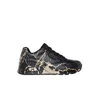 Skechers Uno Duraleather Marble Printed Trainer, Black, Size 3, Women Black