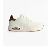 Skechers Women's Uno Jungle Nite Sneaker, White Durabuck/Leopard Printed Suede/Mesh Tri, 5.5 UK