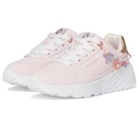 Skechers Uno Lite Children's Lace-Up Shoes with Charm Bracelet, Light Pink Synthetic/Multi Coloured Trim, 7 Big Kid