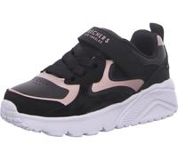 Skechers Uno Lite Metallic Burst Sneaker, Black Synthetic/Rose Gold Trim, 10 UK Child