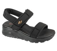 Skechers Uno Lite Sandal Sunny Stand, Black Textile/Rose Gold Trim, 11.5 UK