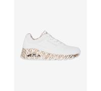 Skechers Women's UNO Love Sneaker - White Durabuck/Rose Gold Print Trim - UK 5.5