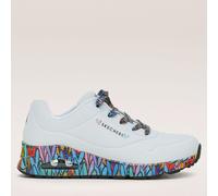 Skechers Uno Ravaged Love Lace-Up Trainer WHITE,MULTI SIZE 3