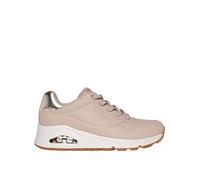 Skechers Women's Uno Shimmer Away Sneaker, Nude Durabuck/Rosegold Duraleather/Mesh Tri, 3 UK