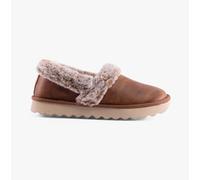 Skechers UP Womens Textile Slip-On Memory Foam Cozy Chestnut Full Slippers