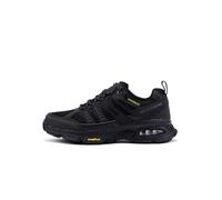 Skechers Men's Skech-AIR Envoy Bulldozer Sneaker, Black Leather/Pu/Mesh/Black Trim, 8 UK