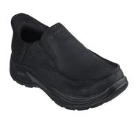 Skechers USA Men's Arch Fit Motley-Milo Moccasin, Black/Black, 11 X-Wide