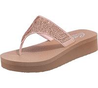 Ladies Skechers Toe Post Platform Wedge Sandals - Stone Candy 31614