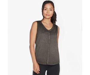 Skechers W1TT128/BLK DIAMOND WASH HATHA V-NECK Womens Tank Bold Black - X-Large