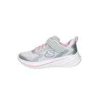 Skechers Gore And Strap Sparkle Mesh Sneaker W/ Satin Overlays, Silver, Size 2 Older Ilver