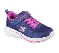 Skechers Gore And Strap Sparkle Mesh Sneaker W/ Satin Overlays, Navy, Size 3 Older Navy