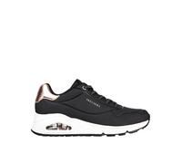 Skechers Wide Fit Uno Durabuck Metallic Trimmed Gore Lace Slip-on Fashion Sneaker, Black, Size 6, Women Black