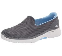 Skechers women 124508 Sneaker, Grey Textile Blue Trim, 4 UK