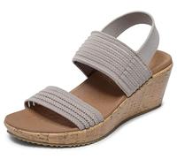 Skechers Women Beverlee-Sheer Luck Wedge Sandal, Taupe, 4.5 UK