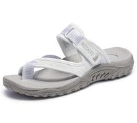 Skechers Women Reggae-Seize The Day Open Toe Sandals, White (White Wht), 6