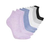 Skechers Women's 10 Pack Cushioned Quarter Crew Socks, Purple/Blue Mottled Multi, 42-44.5 EU